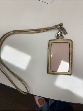 Coach Gold Signature Monogram ID Lanyard Badge Holder Card Case Wallet